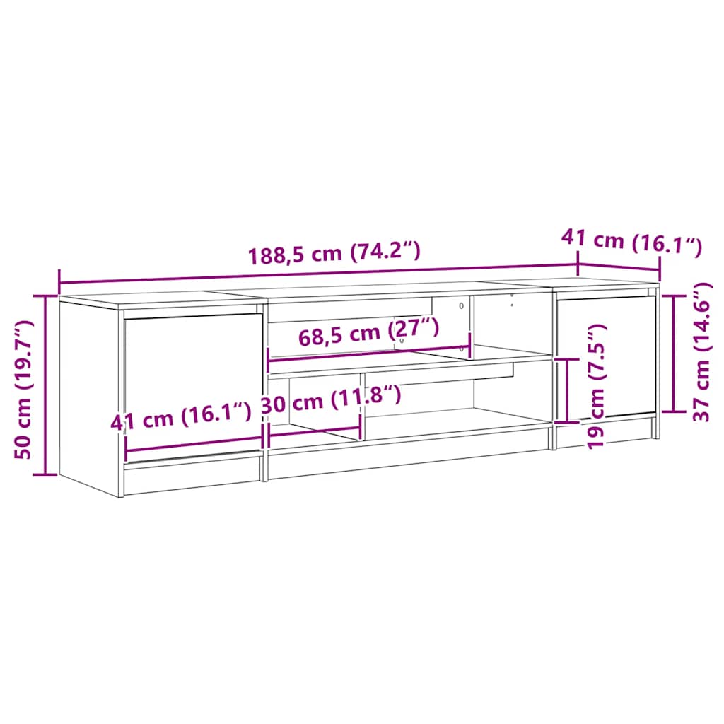 Tv Skříňka Černý Dub 188,5X41X50 Cm Kompozitní Dřevo