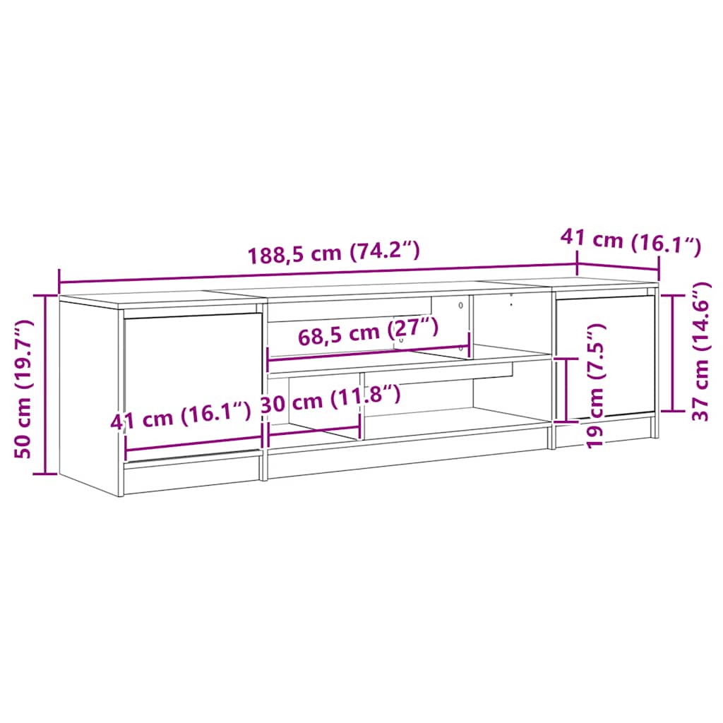 Tv Skříňka Sonoma Dub 188,5X41X50 Cm Kompozitní Dřevo