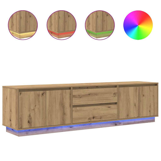 Tv Skříňka S Led Osvětlením Dub Artisan 193,5X41X50 Cm