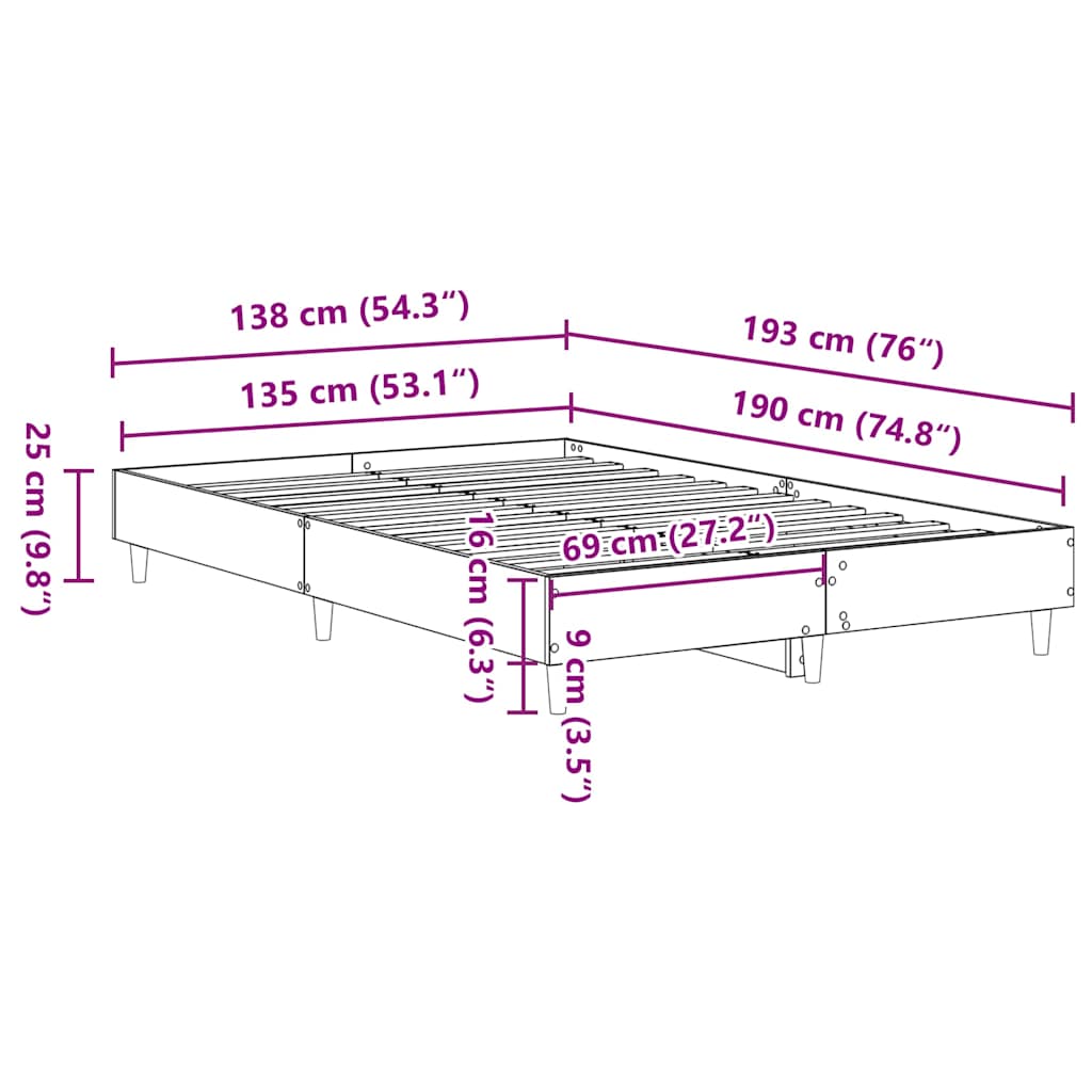 Rám Postele Bez Matrace Grey Sonoma 135X190 Cm Kompozitní Dřevo
