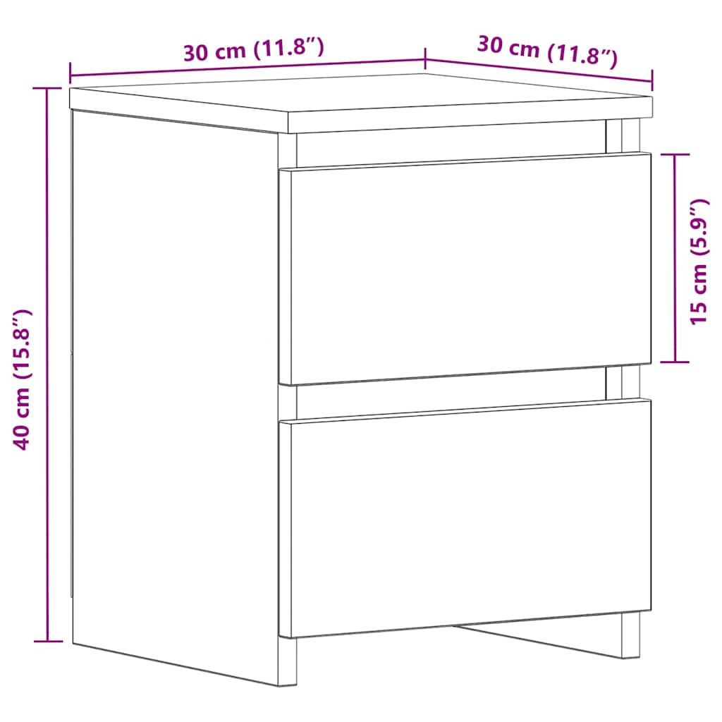 Noční Skříňka 2 Pcs Černý Dub 30 X 30 X 40 Cm Kompozitní Dřevo