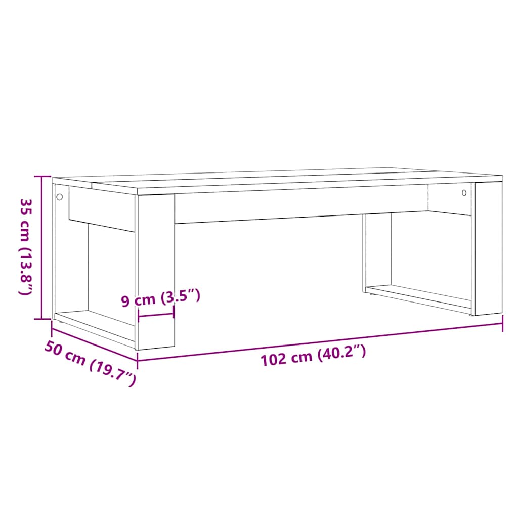 Konferenční Stolek Černý Dub 102 X 50 X 35 Cm Kompozitní Dřevo