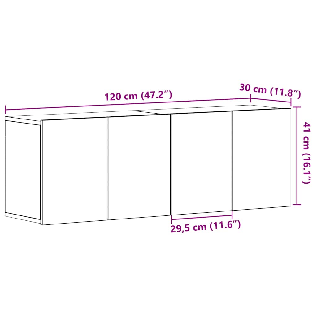 Tv Stolky 2 Ks Černý Dub 120 X 30 X 41 Cm, Z Umělého Dřeva