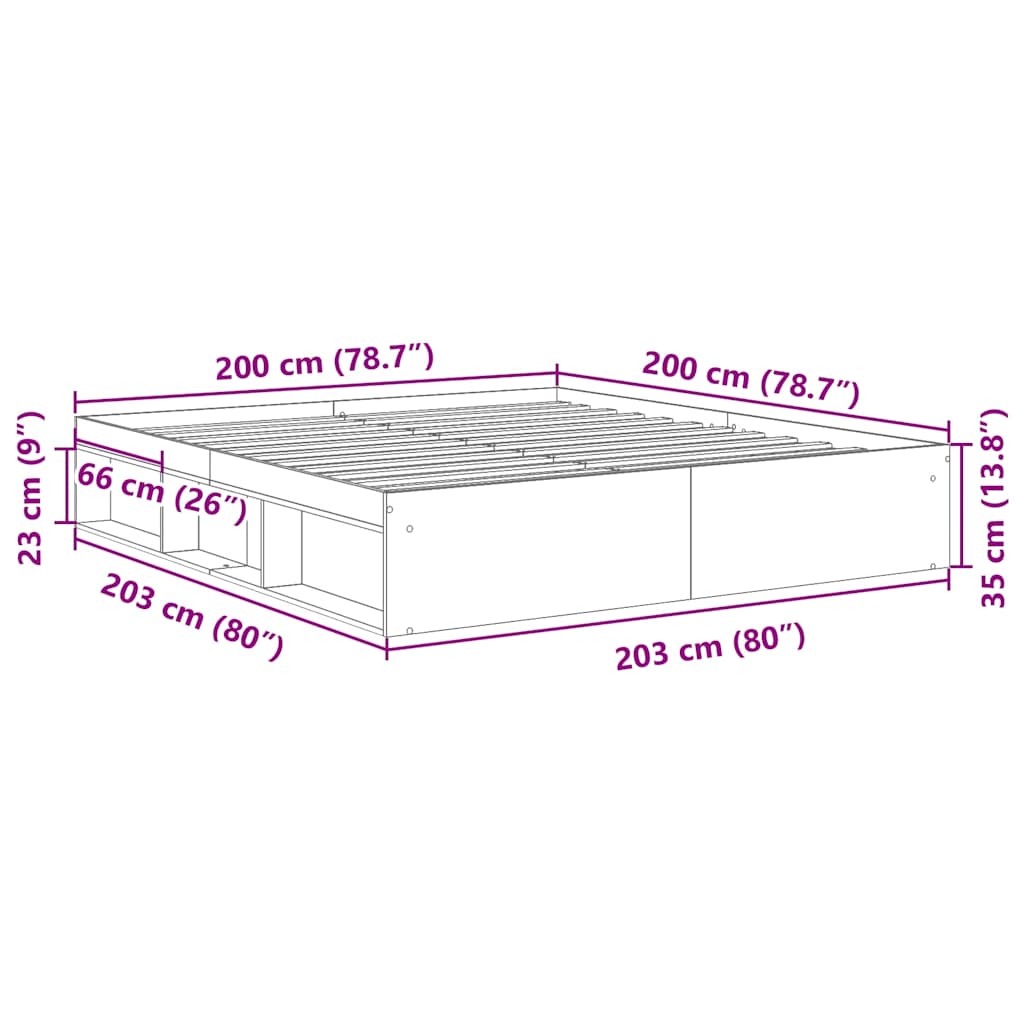 Rám Postele Bez Matrace Staré Dřevo 200X200Cm Technické Dřevo