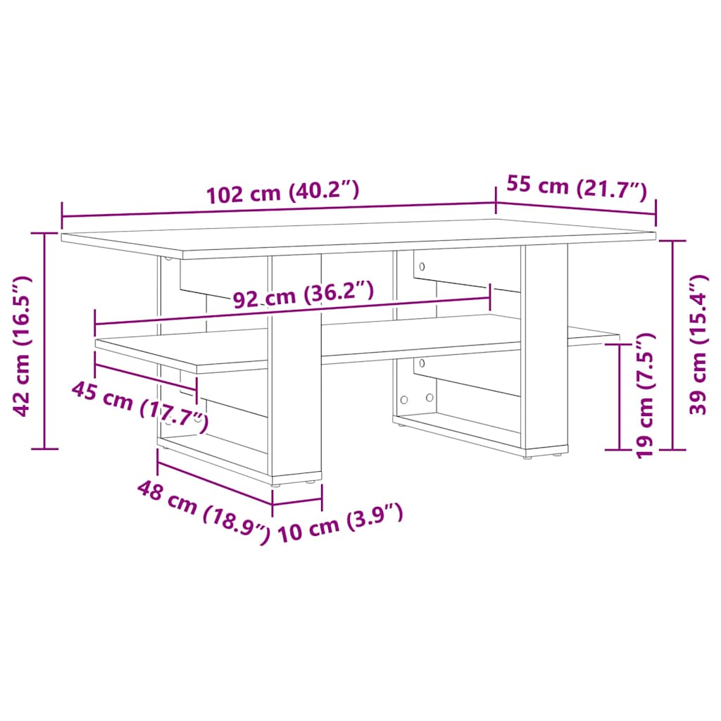 Konferenční Stolek Černý Dub 102 X 55 X 42 Cm Kompozitní Dřevo