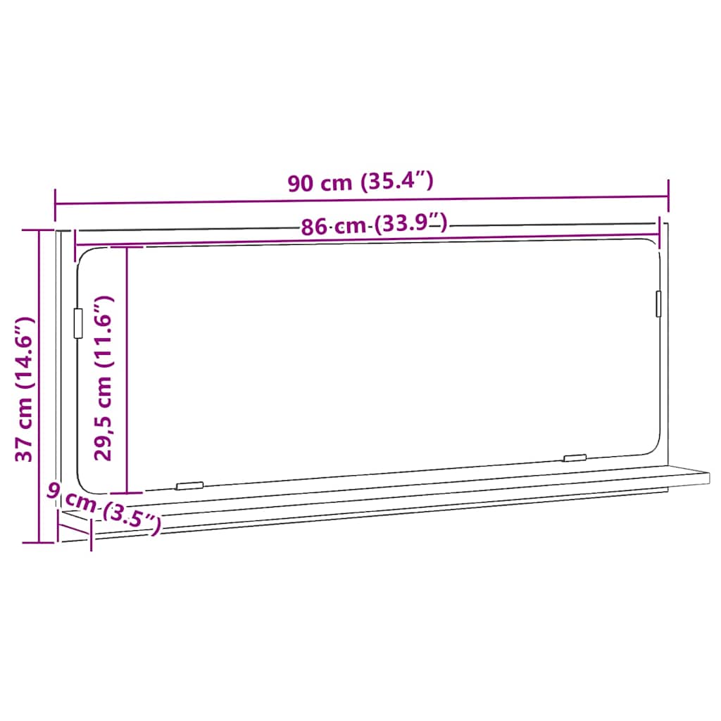 Zrcadlová Police Staré Dřevo 90 X 10,5 X 37 Cm Kompozitní Dřevo