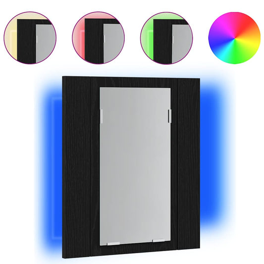 Led Koupelnová Zrcadlová Skříňka Černý Dub 40 X 12 X 45 Cm, Imitace Dřeva