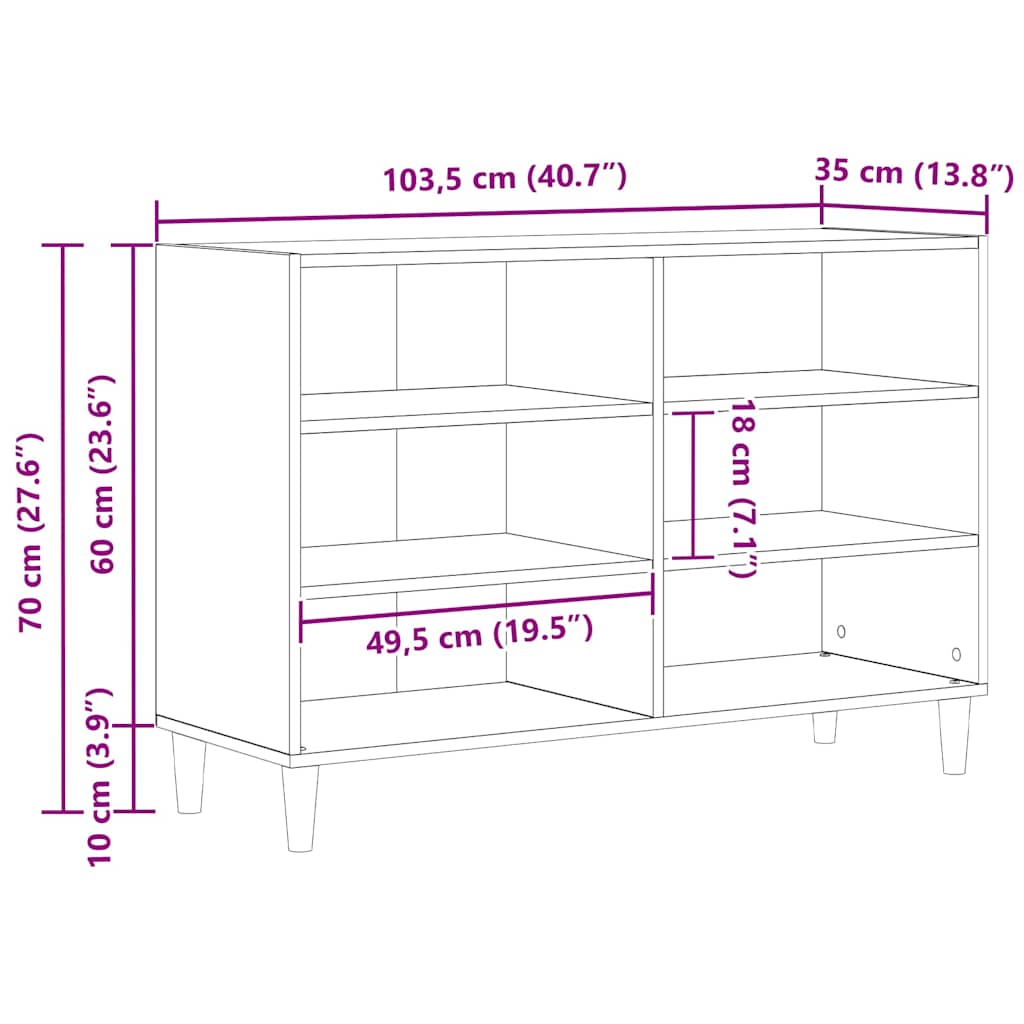 Servírovací Skříň 103,5 X 35 X 70 Cm Kompozitní Dřevo Černý Dub