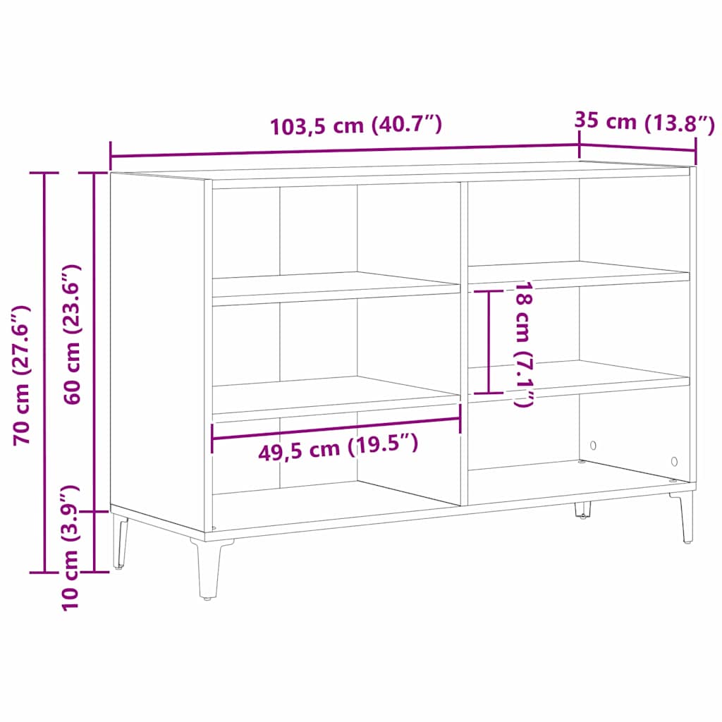 Servírovací Skříň Černý Dub 103,5 X 35 X 70 Cm Kompozitní Dřevo