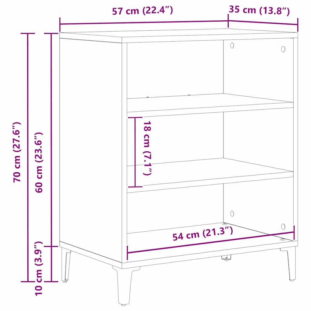 Servírovací Skříň Černý Dub 57 X 35 X 70 Cm Kompozitní Dřevo