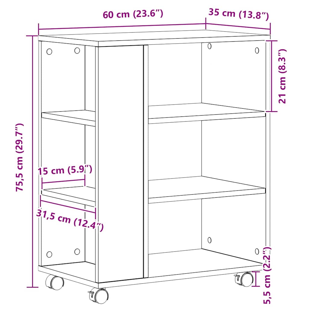 Úložná Skříňka 60 X 35 X 75 Cm Kompozitní Dřevo Černý Dub