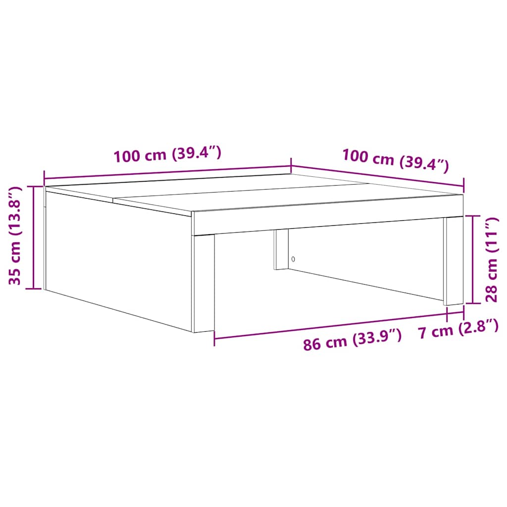 Konferenční Stolek Černý Dub 100 X 100 X 35 Cm Kompozitní Dřevo