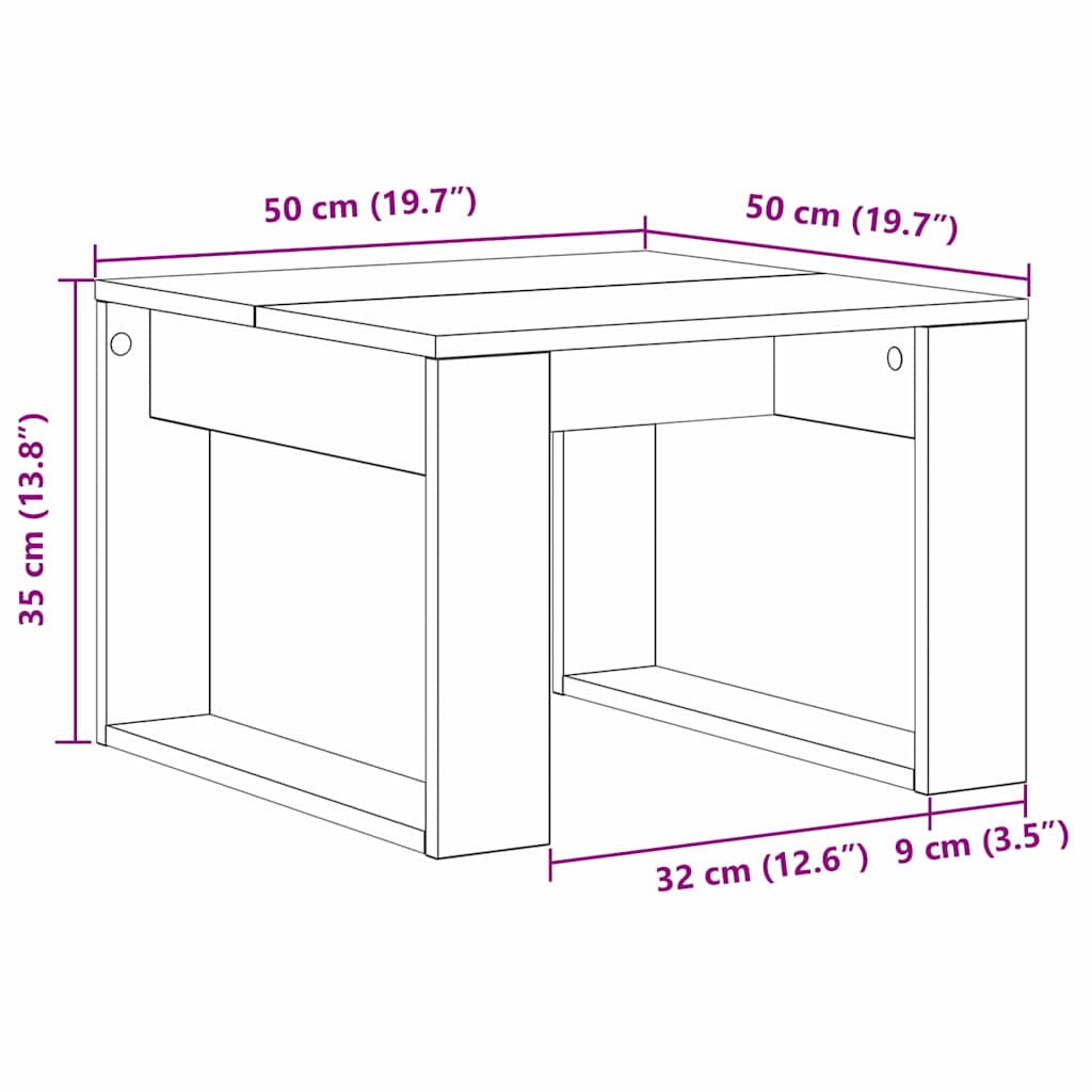 Konferenční Stolek Černý Dub 50 X 50 X 35 Cm Kompozitní Dřevo