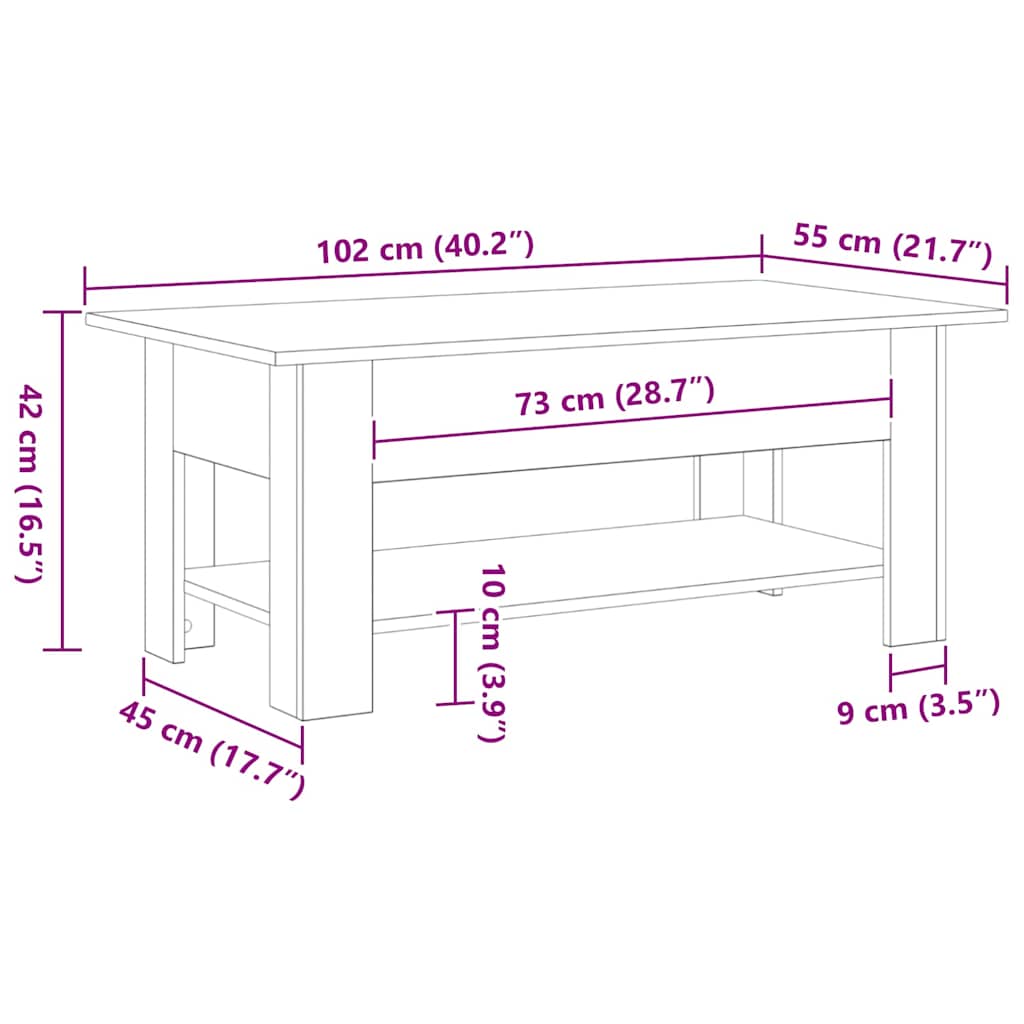 Konferenční Stolek Černý Dub 102 X 55 X 42 Cm Kompozitní Dřevo