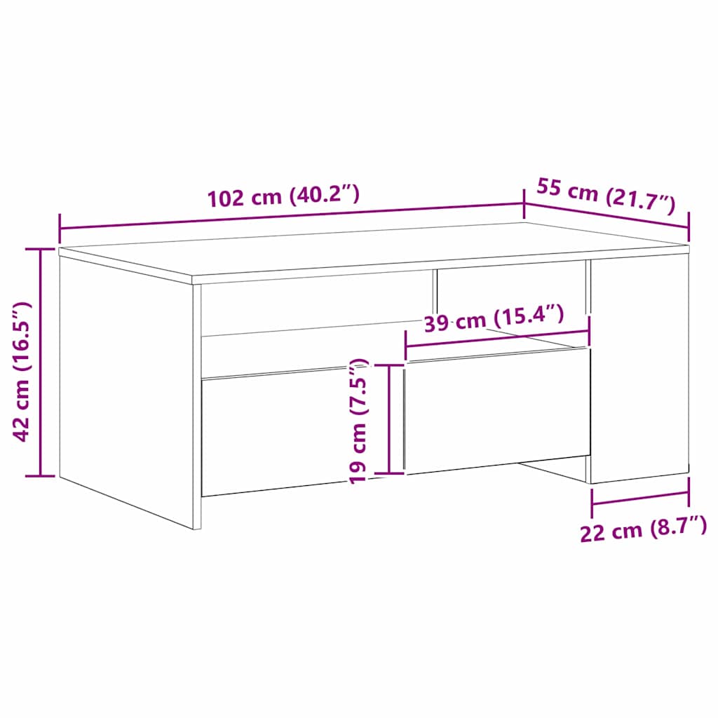 Konferenční Stolek Staré Dřevo 102 X 55 X 43,5 Cm