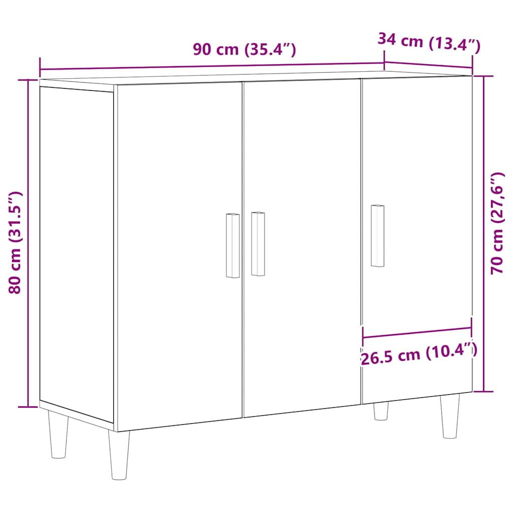 Servírovací Skříň Černý Dub 90 X 34 X 80 Cm Kompozitní Dřevo