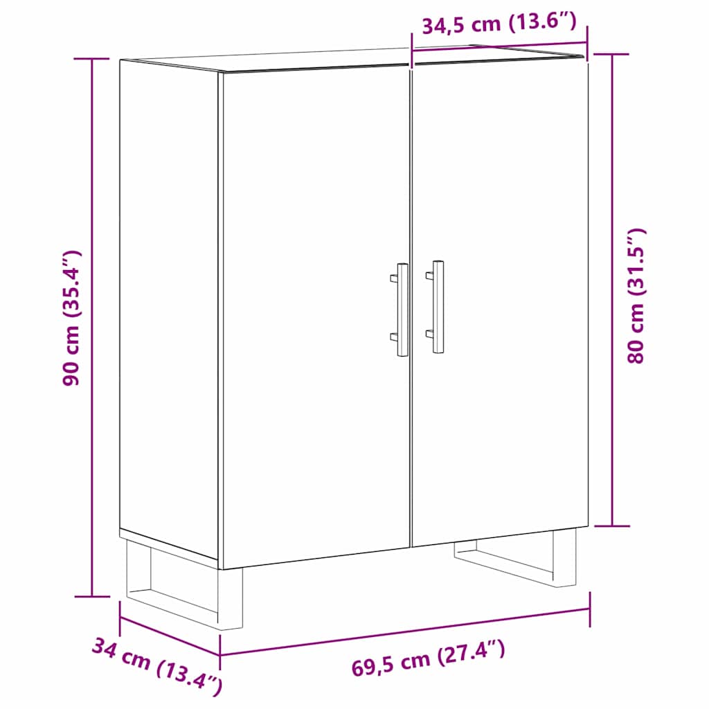 Servírovací Skříň Černý Dub 69,5 X 34 X 90 Cm Kompozitní Dřevo