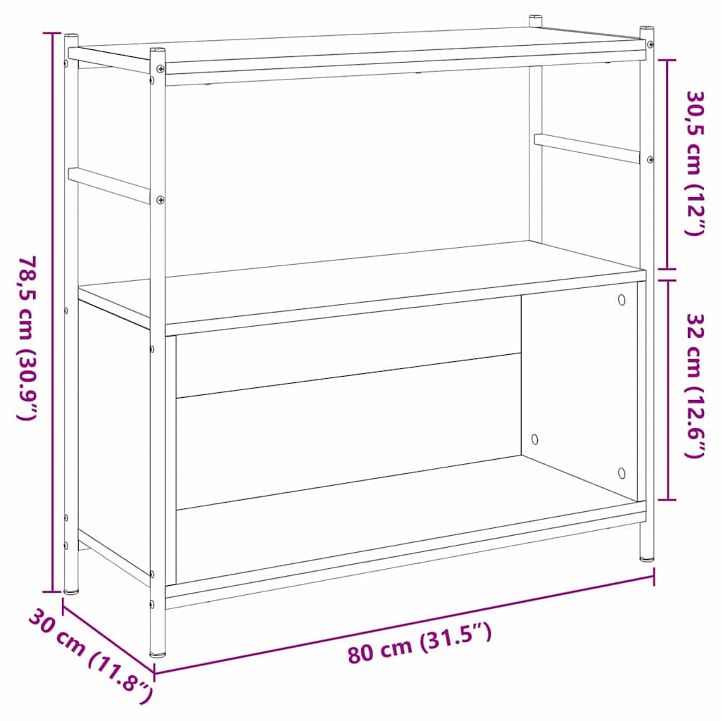 Knihovna 80 X 30 X 78,5 Cm Kompozitní Dřevo Černý Dub