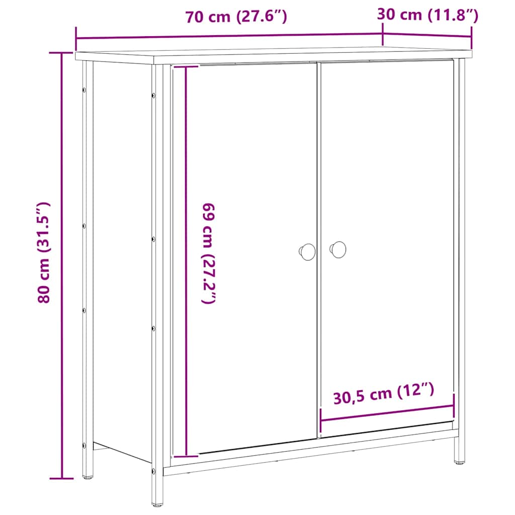Servírovací Skříň Staré Dřevo 70 X 30 X 80 Cm Kompozitní Dřevo