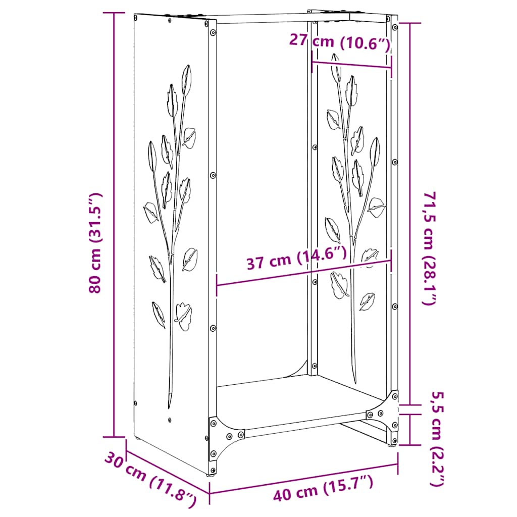 Stojan Na Palivové Dřevo Černý Ocel Válcovaná Za Studena