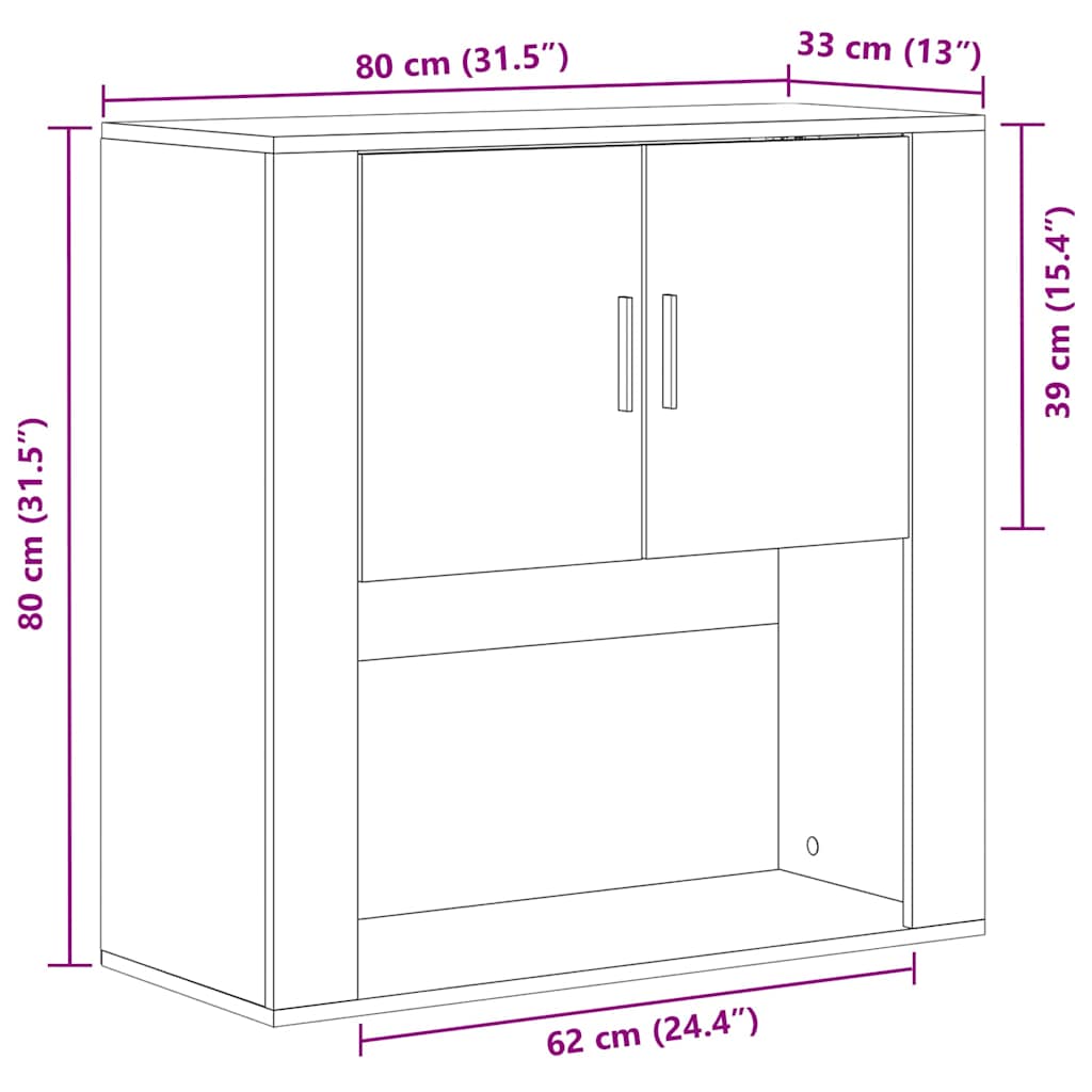 Nástěnná Skříňka Staré Dřevo 80 X 33 X 80 Cm Kompozitní Dřevo