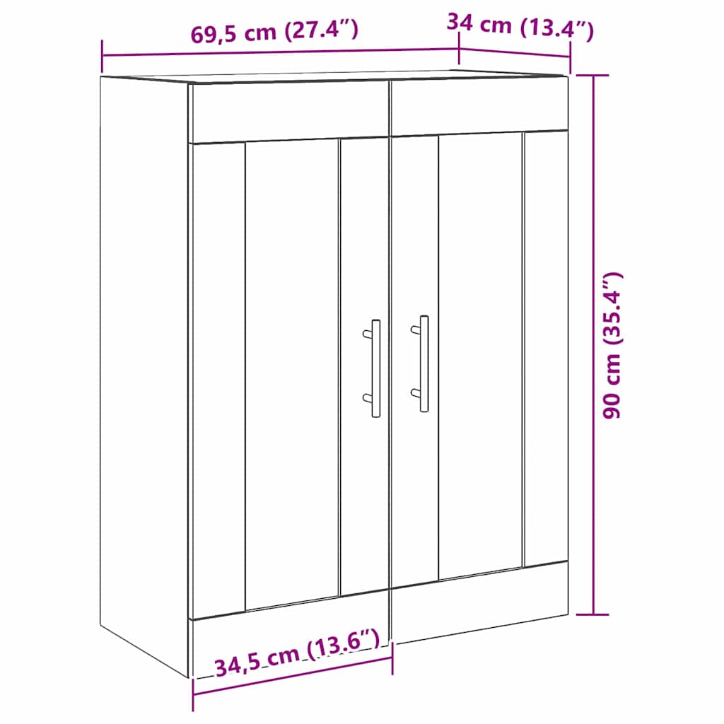 Nástěnná Skříňka Staré Dřevo 69,5 X 34 X 90 Cm Kompozitní Dřevo
