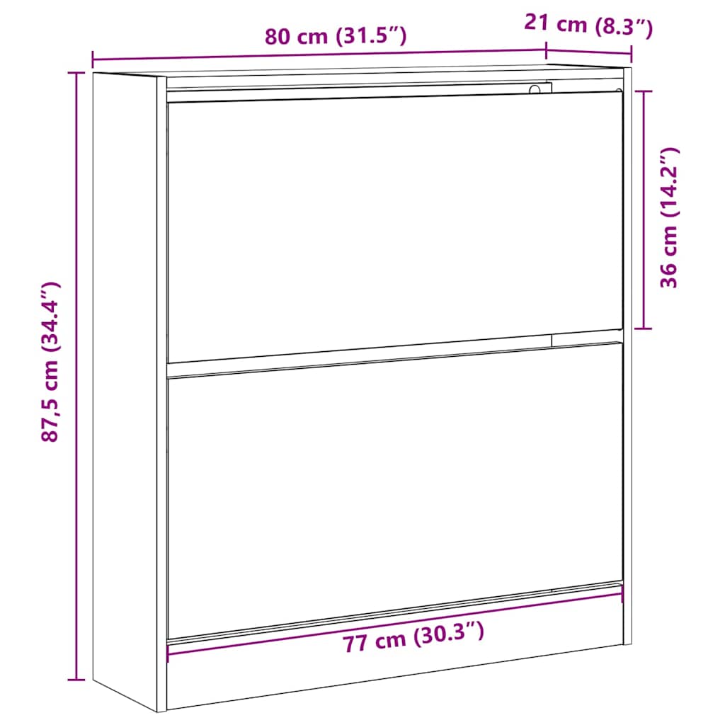 Skříň Na Obuv 80 X 21 X 87,5 Cm Kompozitní Dřevo Kouřový Dub