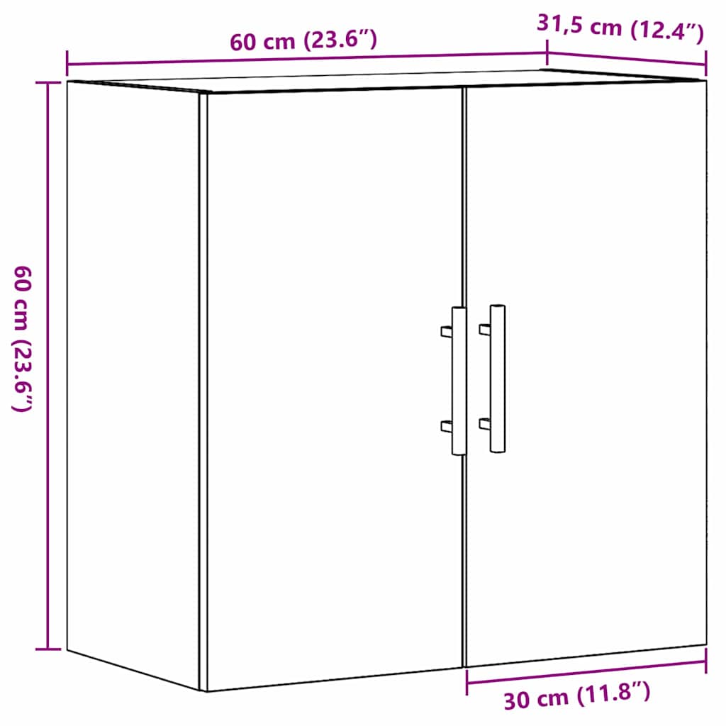 Nástěnná Skříňka 60 X 31,5 X 60 Cm Kompozitní Dřevo Staré Dřevo