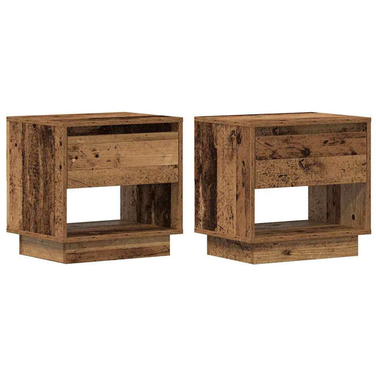 Noční Stolek 2 Ks Staré Dřevo 45 X 34 X 44 Cm Kompozitní Dřevo