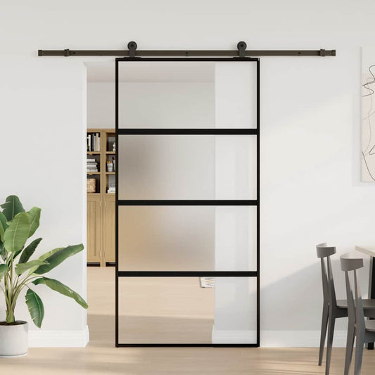 Posuvné Dveře S Kováním 102,5X205 Cm Tvrzeného Sklo A Hliník