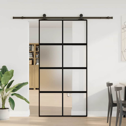 Posuvné Dveře S Kováním 102,5X205 Cm Tvrzeného Sklo A Hliník