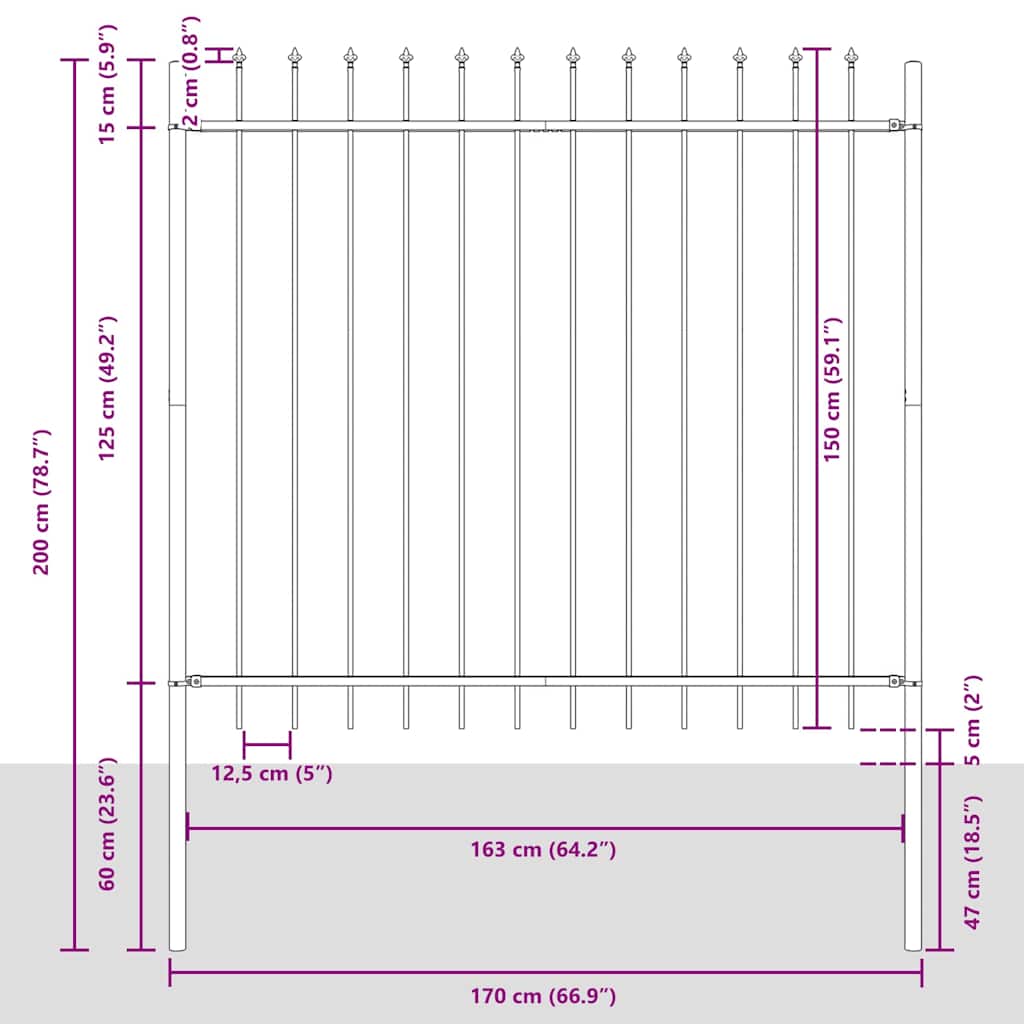 Zahradní Plot Woerden 4 Ks 6,8 X 1,5 M Práškově Lakovaná Ocel