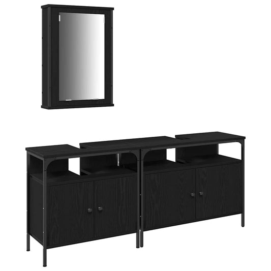 Koupelnové Umyvadlové Jednotky 3 Ks Černá 80 X 30 X 60 Cm