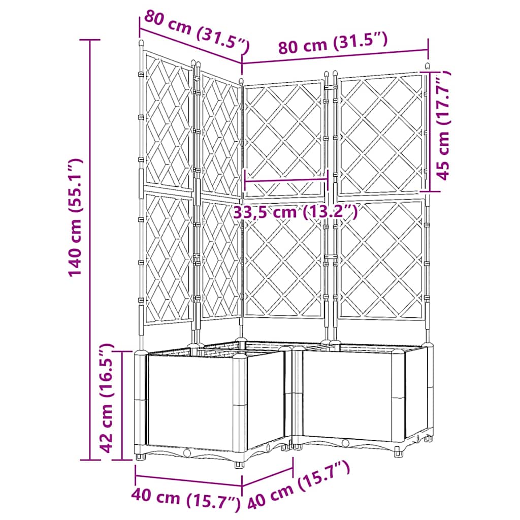 Zahradní Pěstebník 3 Pcs Šedý 80 X 80 X 143 Cm Plast