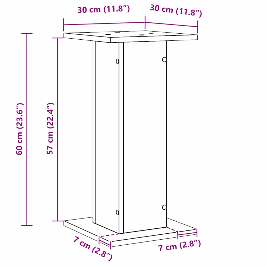 Stojany Na Reproduktory 2 Pcs Černý Dub 30 X 30 X 60 Cm