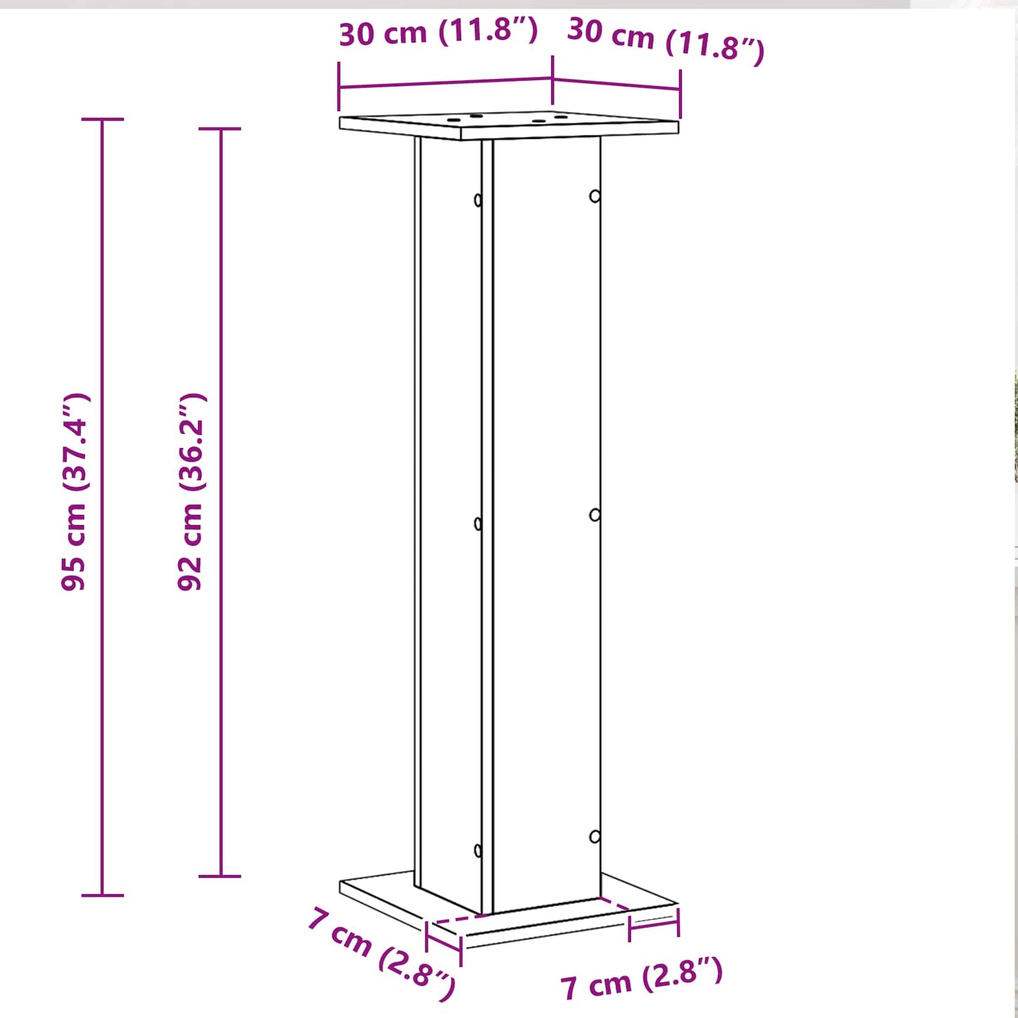 Stojany Na Reproduktory 2 Pcs Černý Dub 30 X 30 X 95 Cm