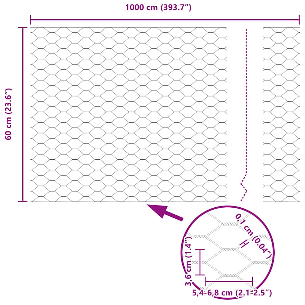 Hexagonální Plot S Podpěrou 10 X 0,6 M Ocel Potažená Pvc