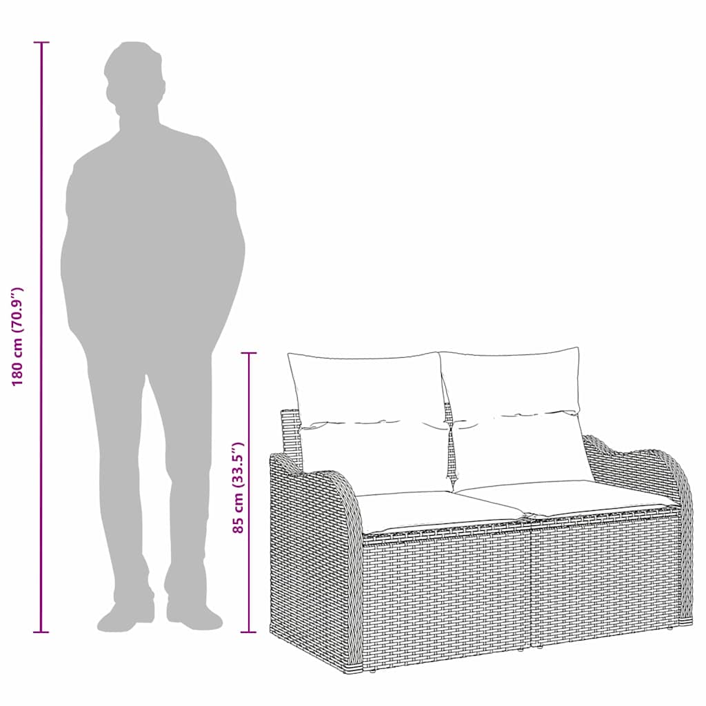 Zahradní Sofa S Polštářem 121 X 62 X 69 Cm Polyratan