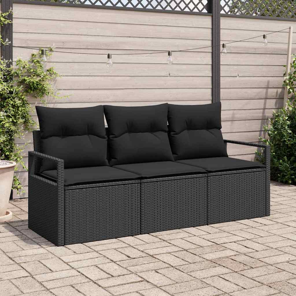 Set Pohovek 3 Ks Černá Polyratan