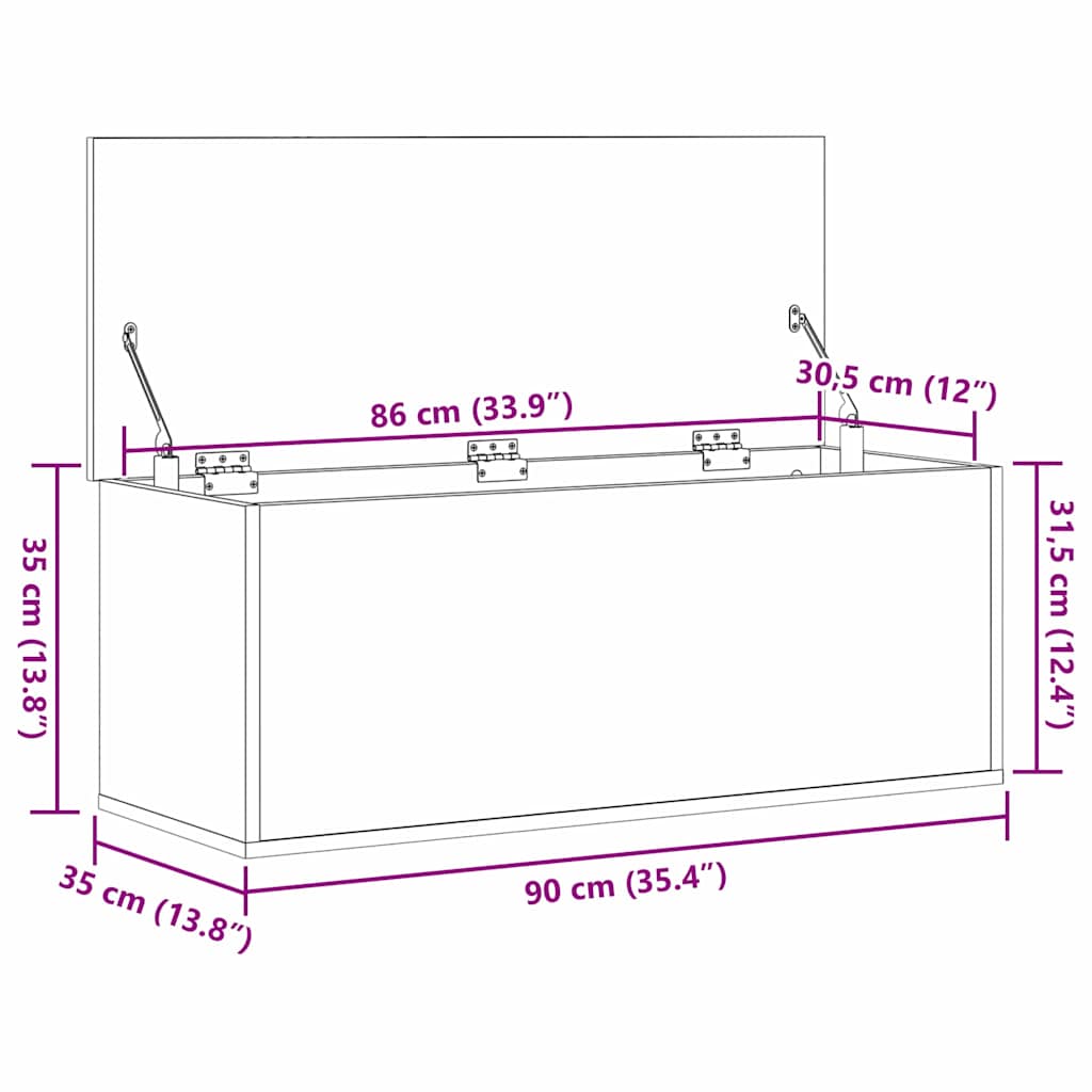 Úložná Krabice Artisanový Dub 90 X 35 X 35 Cm Kompozitní Dřevo
