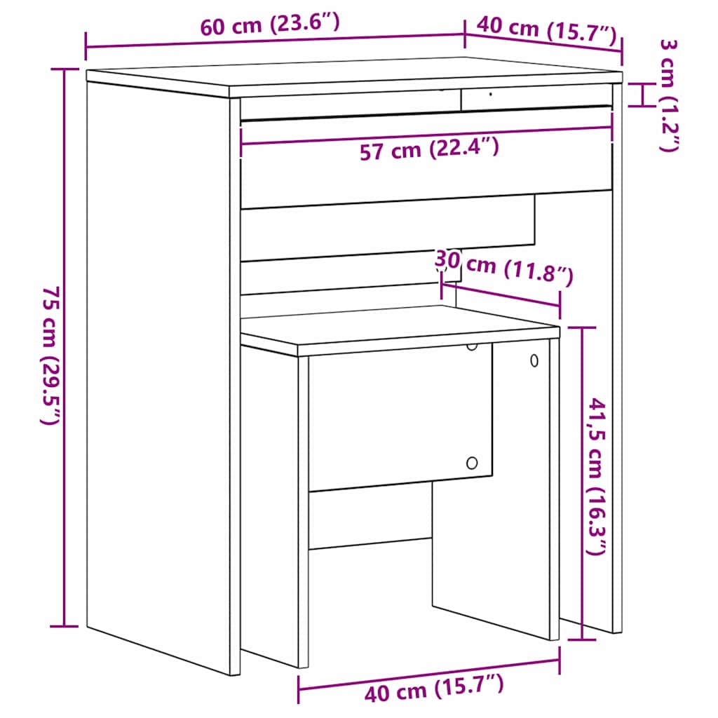 Zrcadlový Stolík 2 Pcs Staré Dřevo 60 X 40 X 75 Cm