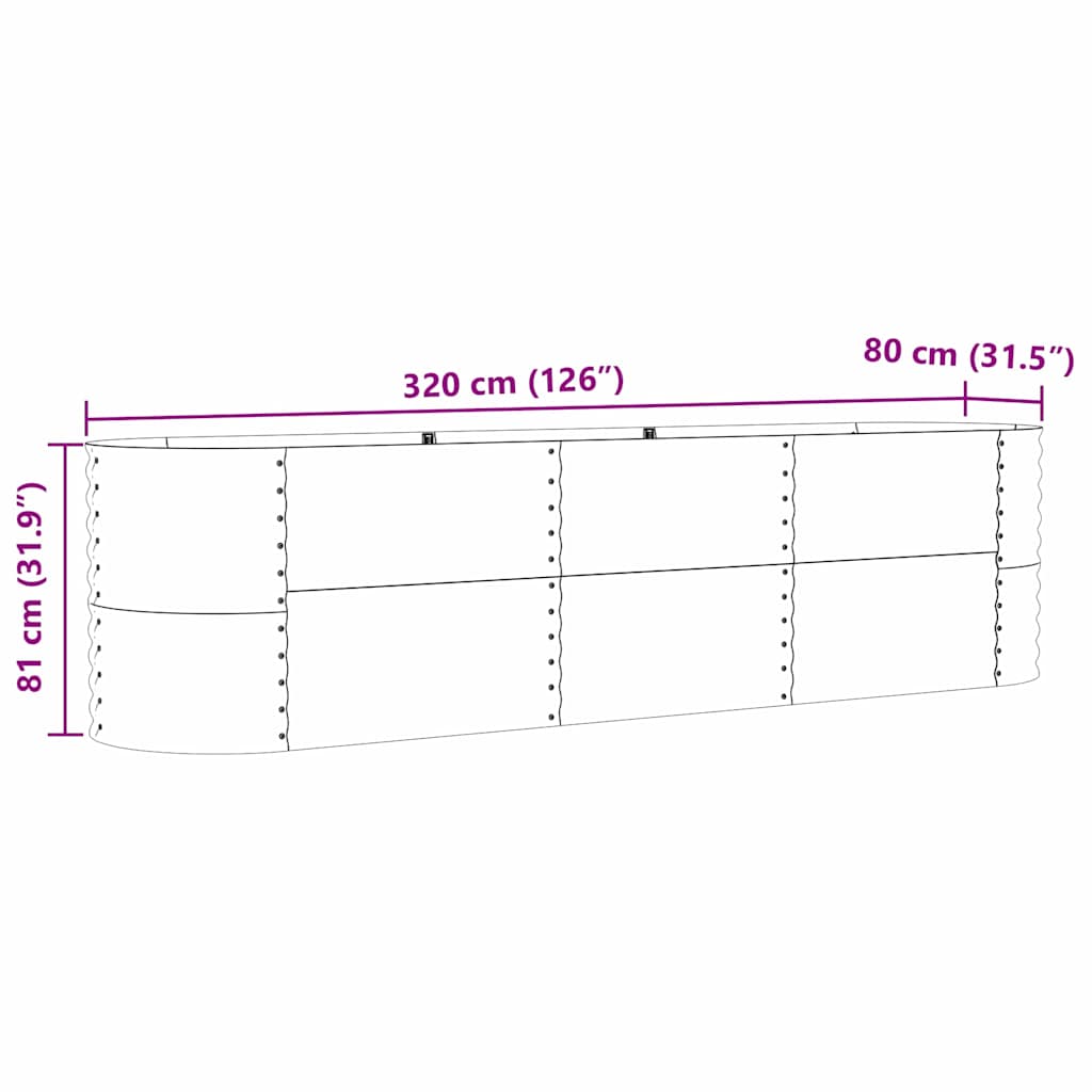 Vyvýšený Záhon Zelená 320 X 80 X 81 Cm Ocel