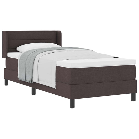 Postel S Boxspringem S Čelo Tmavě Hnědá 200 X 90 Cm Textil
