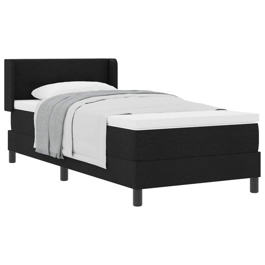 Postel S Boxspringem S Čelo Černý 200 X 90 Cm Textil
