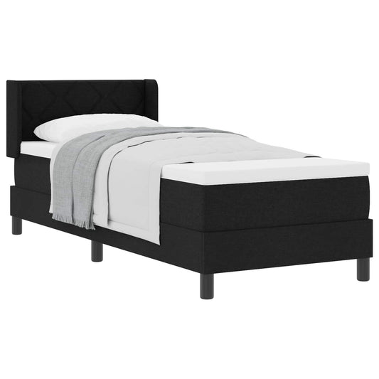 Postel S Boxspringem S Čelo Černý 200 X 80 Cm Textil