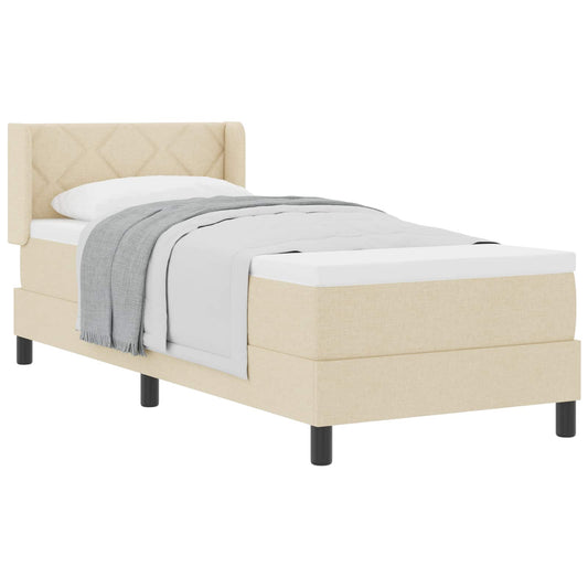 Postel S Boxspringem S Čelo Krémová 200 X 80 Cm Textil
