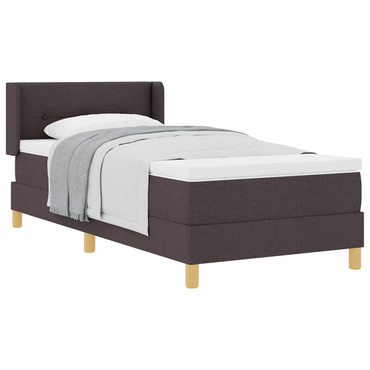 Postel S Boxspringem S Čelo Tmavě Hnědá 190 X 90 Cm Textil