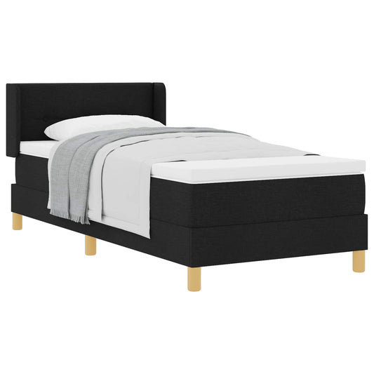 Postel S Boxspringem S Čelo Černá 200 X 90 Cm Textil