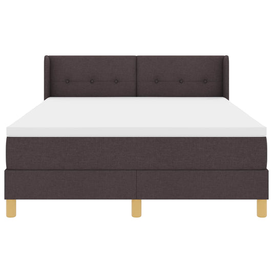 Postel S Boxspringem S Čelo Tmavě Hnědá 200 X 160 Cm Textil