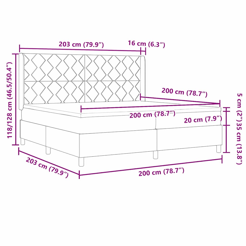 Postel S Boxspringem S Čelo Modrá 200 X 200 Cm Samet